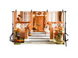 Yellow Thanksgiving Decored Door Photography Backdrops IBD-246933