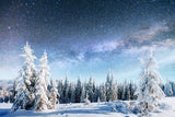 Snowy Fir Forest Under The Stars Landscape Backdrop IBD-246934 size:1.5x1