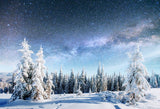 Snowy Fir Forest Under The Stars Landscape Backdrop IBD-246934 size:2.2x1.5