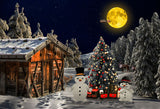 Forest Hut Under The Christmas Moon And Snowmans Backdrop IBD-246935 size:2.2下.5