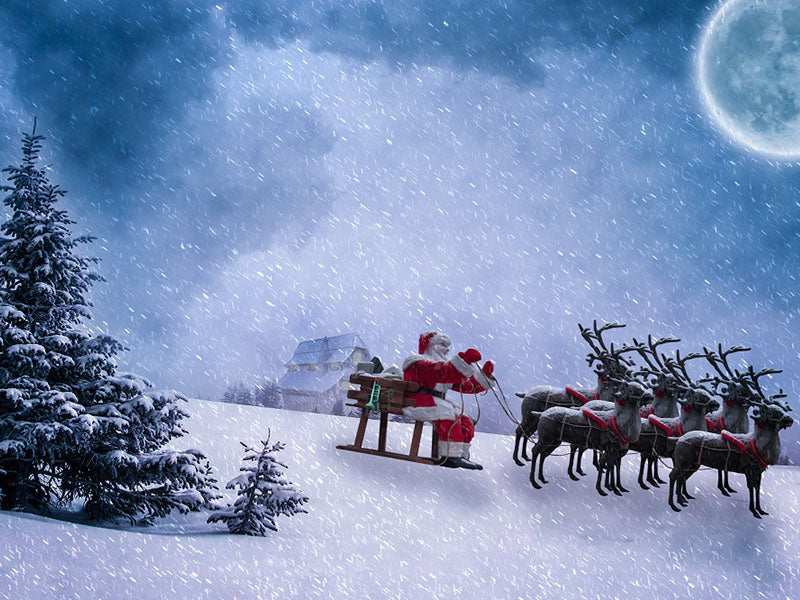 Christmas Santa Under Moon Wilderness Forest Backdrop IBD-246936 size:2*1.5