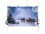 Christmas Santa Under Moon Wilderness Forest Backdrop IBD-246936