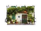 Vintage Green Plant House Wood Door Backdrop IBD-246937