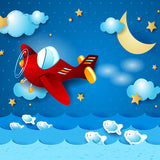 Baby Fairy Tale Bedroom Moon Star Cloud Backdrop IBD-246942 size:10x10