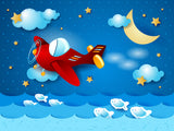 Baby Fairy Tale Cartoon Plane Moon Star Cloud Backdrop IBD-246942