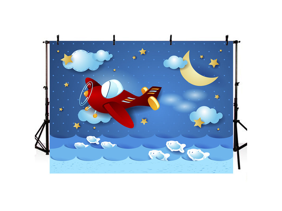 Baby Fairy Tale Bedroom Moon Star Cloud Backdrop IBD-246942