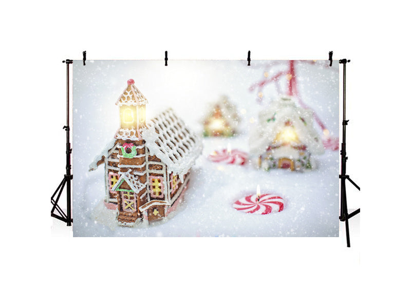 Christmas Gingerbread House Colorful Backdrop IBD-246944