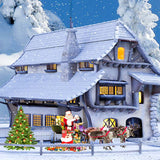 Christmas House Santa Sled Snow Ground Backdrop IBD-246947 size: 10ftx10ft