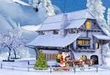 Christmas House Santa Sled Snow Ground Backdrop IBD-246947 size: 7ftx5ft