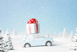 Christmas Cars On The Way Grand Fir Forest Backdrop IBD-246950 size:10ftx6.5ft