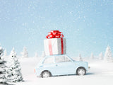 Christmas Cars On The Way Grand Fir Forest Backdrop IBD-246950 size:6.5ftx5ft