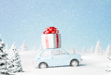 Christmas Cars On The Way Grand Fir Forest Backdrop IBD-246950 size:7ftx5ft