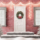 Christmas Tree And Wreath Decored Door Backdrop IBD-246952 size; 10*10
