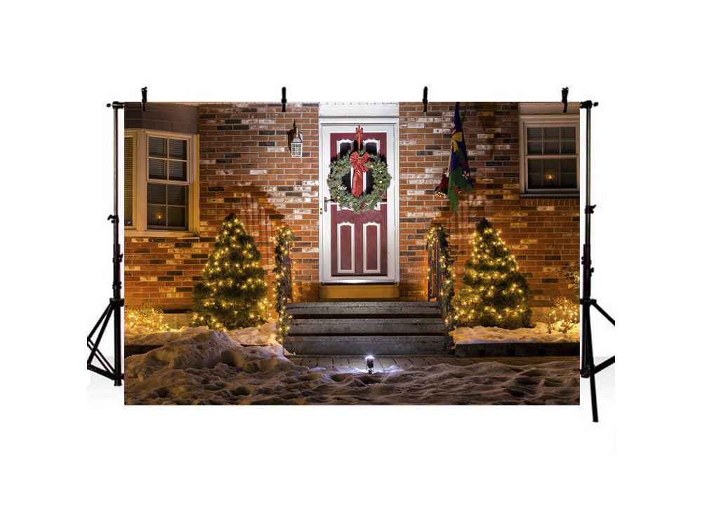 Christmas Tree And Wreath Decored Door Backdrop IBD-246953