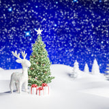 Blue Glitter Christmas Tree And Deer Backdrop IBD-246956 size: 10x10