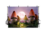 Fairy Tale Mushroom Full Moon Night Backdrop IBD-246957
