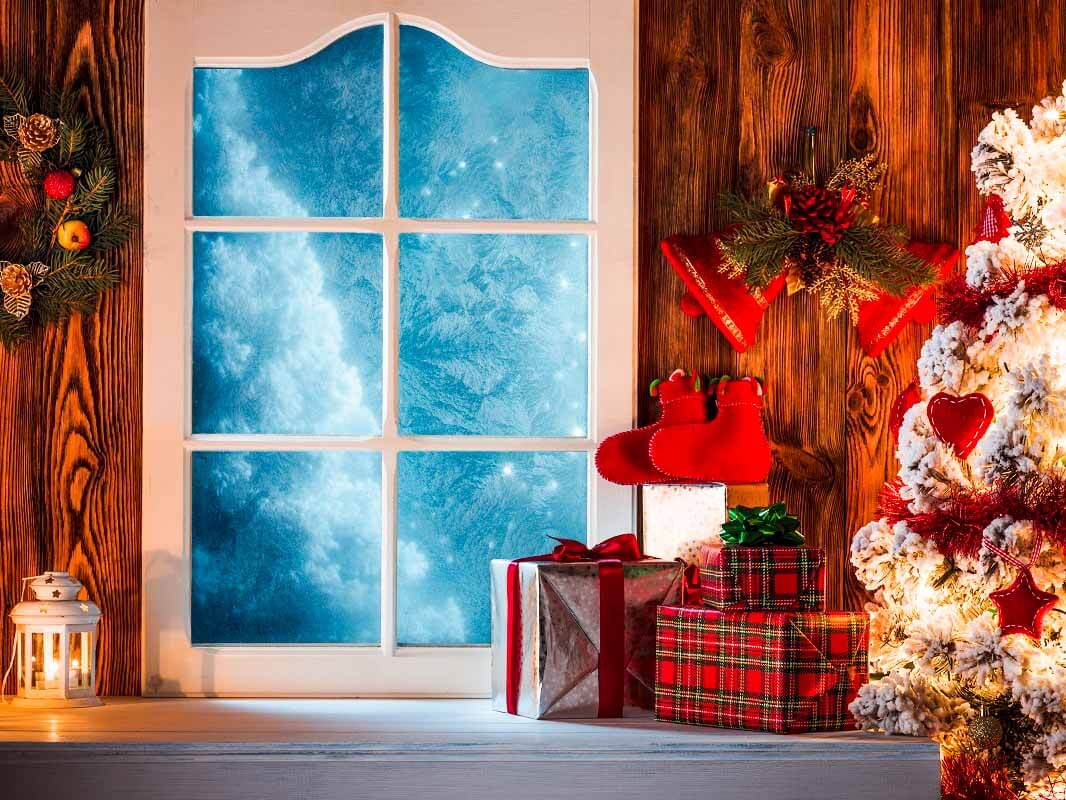 Christmas Interior Gift Boxes Home Studio Backdrop IBD-246959 size: 6.5x5