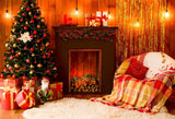 Christmas Interior Decoration Fireplace Christmas Tree Backdrop IBD-246960 size: 7x5