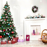 Christmas Tree Interior Fireplace And Recliner Backdrop IBD-246964 size: 10x10