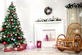 Christmas Tree Interior Fireplace And Recliner Backdrop IBD-246964 size: 7x5