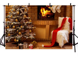 Christmas Tree Interior Fireplace And Recliner Backdrop IBD-246965