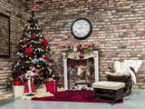 Christmas Tree Fireplace Against Gray Brick Wall Backdrop IBD-246966 size: 6. 5