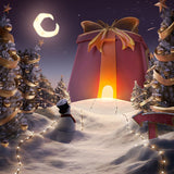 Creative Gold Christmas Trees Snowman Backdrop IBD-246969 size: 10x10