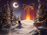 Creative Gold Christmas Trees Snowman Backdrop IBD-246969