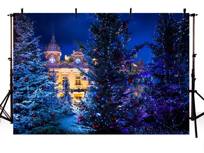 Christmas Trees Surround Villa House Backdrop IBD-246970