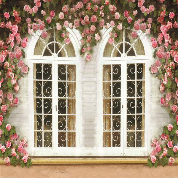 Pink Flower Window Studio Background size:10x10