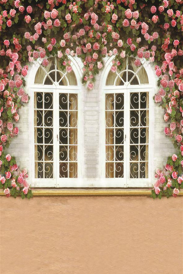 Pink Flower Window Studio Background size:6.5x10