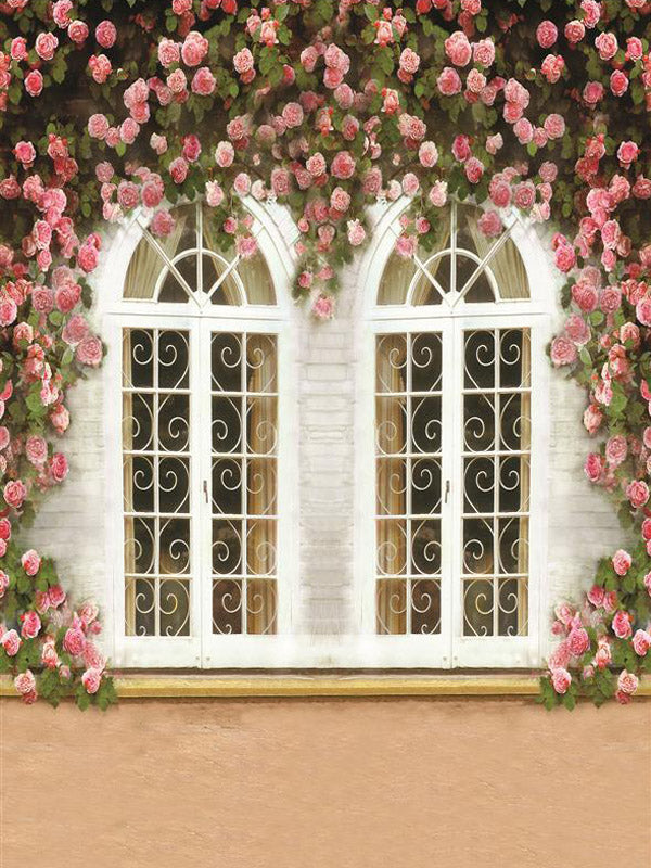 Pink Flower Window Studio Background size: 5x6.5