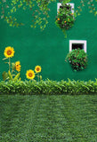 Sunflower Against Green Wall Photo Backdrop IBD-246975 size: 5x7