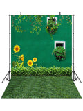Sunflower Against Green Wall Photo Backdrop IBD-246975