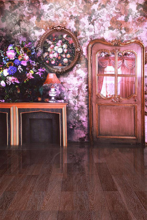 Europe Vintage Flower Paper Wall Photo Backdrop IBD-246976 size: 6.5x10