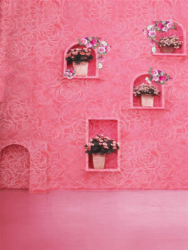 Vintage Pink Flower Paper Wall Photo Backdrop IBD-246978 size: 5x6.5