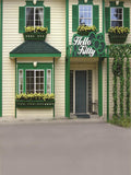 Green Vintage Shop Building Photo Backdrop IBD-246980 size: 5x6.5