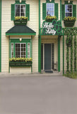 Green Vintage Shop Building Photo Backdrop IBD-246980 size: 5x7