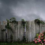 Vintage Gray Fence With Flower Photo Backdrop IBD-246982 size: 10x10