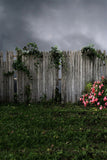 Vintage Gray Fence With Flower Photo Backdrop IBD-246982 size: 6.5x10