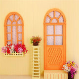 Orange Wood Door And Window Photo Backdrop IBD-246988 size: 10x10