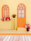Orange Wood Door And Window Photo Backdrop IBD-246988 size: 5x6.5