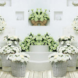 White And Light Green Flower Photo Backdrop IBD-246989 size: 10x10