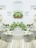 White And Light Green Flower Photo Backdrop IBD-246989 size: 5x6.5