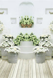 White And Light Green Flower Photo Backdrop IBD-246989 size: 5x7