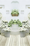 White And Light Green Flower Photo Backdrop IBD-246989 size: 6.5x10