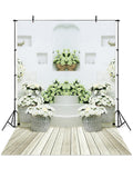 White And Light Green Flower Photo Backdrop IBD-246989