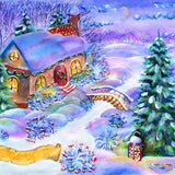 Colorful Cartoon Christmas House Photo Backdrop IBD-246990 size: 10x10