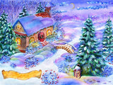 Colorful Cartoon Christmas House Photo Backdrop IBD-246990