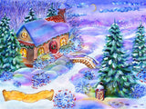 Colorful Cartoon Christmas House Photo Backdrop IBD-246990 size: 6.5x5